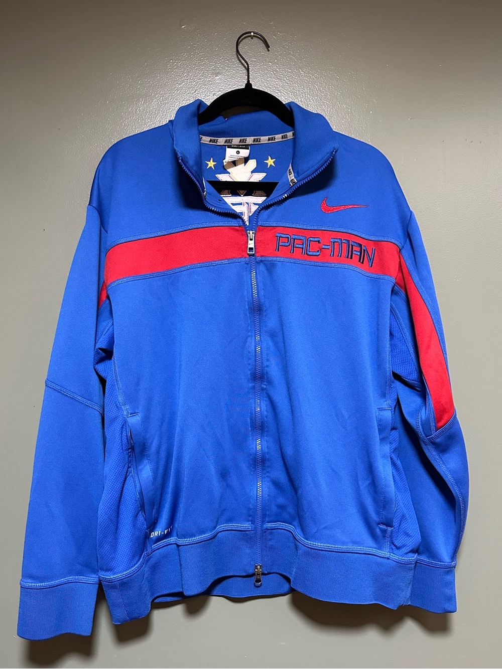 Nike Manny Pacquiao Pac-Man Dry Fit Full Zip Jacket Mens Large Blue Red Rare